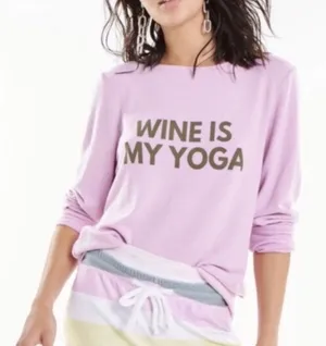 NWT Wildfox Wine is my‎ Yoga beach sweatshirt Sz S thumbnail 1