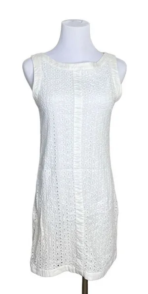 Francesca's Sleeveless Eyelet Lace White Lined Sheath‎ Dress SMALL Vanilla Girl thumbnail 1