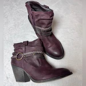 Maurices Burgundy Slouchy Boho Ankle Boots Size‎ 7.5 thumbnail 6