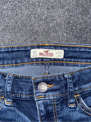 Hollister Low Rise Micro Mini Jean Booty Shorts Dark Wash Denim Sz 24 y2k grunge thumbnail 4
