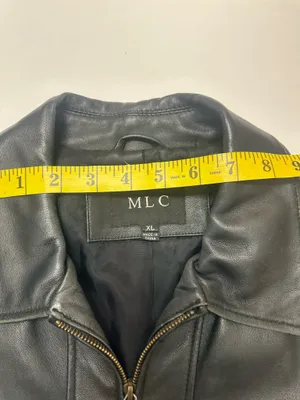 MLC Black Leather Zipper Jacket with Pockets and Acetate Lining | Size XL thumbnail 12