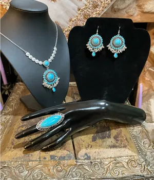 Elegant Turquoise and Silver Jewelry Set thumbnail 3