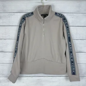 Marc New York Beige Logo Quarter Zip Crop Activewear‎ Sweatshirt Size XL Casual thumbnail 1