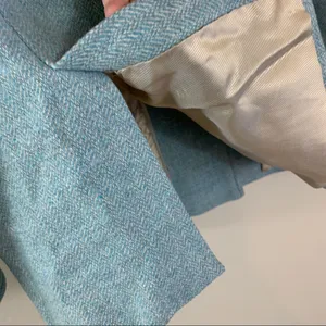Façonnable Sky Blue Wool Blend Herringbone Jacket thumbnail 6
