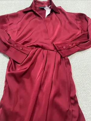 Vici Burgundy Satin Twist-Waist Midi Dress Size Xs thumbnail 13