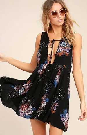 Free People Lovely Day Floral Tunic Swing Dress-S thumbnail 1