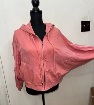 PINK Victoria’s Secret Cropped Peach Colored Jacket Size Medium thumbnail 1