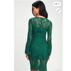 Lulus Enrapturing Elegance Green Lace Long Sleeve Midi Dress Bell Sleeve XS thumbnail 3