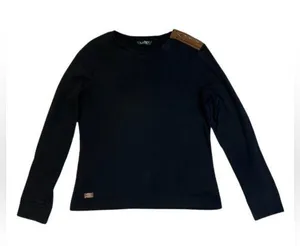LRL Women's Long Sleeve Shirt with Suede Elbow Black Size Medium thumbnail 1