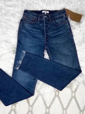 NWT Revolve x RE/DONE High Rise Button Front Ankle Crop Jeans thumbnail 3