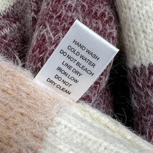 BiBi Fuzzy Eyelash Knit Stripe Cardigan Sweater Cream Open Front Size Large thumbnail 7