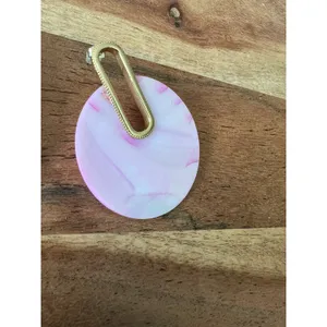 Kendra Scott Diane Earrings gold pink mother-of-pearl statement modern circle thumbnail 4