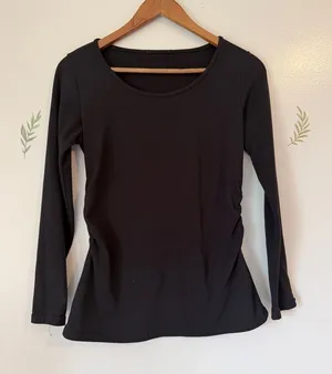 Maternity Black Long-Sleeve Women's Scoop Neck Top thumbnail 1