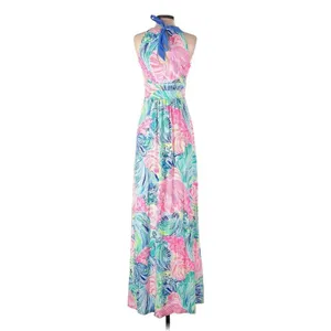 NWT Lilly Pulitzer Martina Maxi in Beach Please Tie Halter Neck Jersey Dress S thumbnail 6
