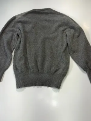 Belmondi Lamb and Angora Wool Gray & Cream Argyle V-Neck Sweater Size Small thumbnail 7