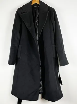 LAUREN Ralph Lauren Women's Wool Cashmere Felt Blend Pea Coat Jacket Black 4 thumbnail 1