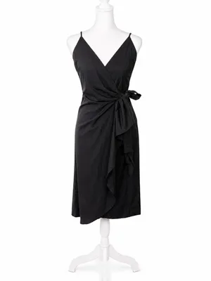 Cupshe Black V-Neck Wrap Midi Dress with Tie Waist thumbnail 7