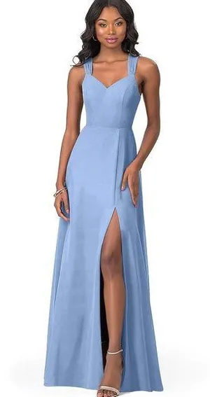 Azazie Jane Bridesmaids Dress, Steel Blue color, Size 4 thumbnail 1
