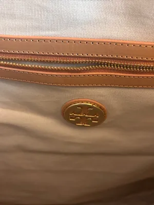 Tory Burch Ella Canvas Bird Tote Cream Navy Leather Trim Large Shoulder Bag thumbnail 4