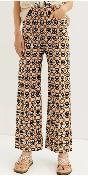 Anthropologie Maeve Colette Cropped Wide Leg Pants Mod Floral Womens 25 thumbnail 1