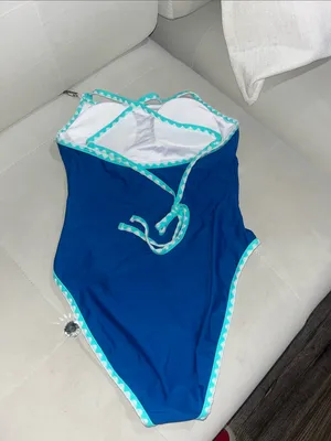 & Other Stories Blue One-Piece Swimsuit with Aqua Trim thumbnail 2