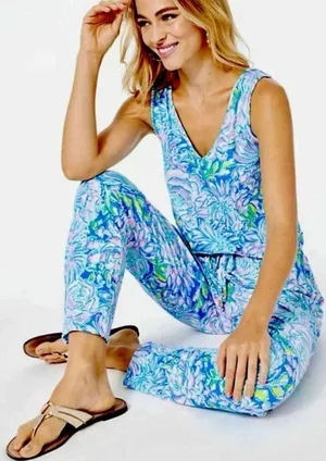 Lilly Pulitzer Paulina jumpsuit in full bloom size M thumbnail 1