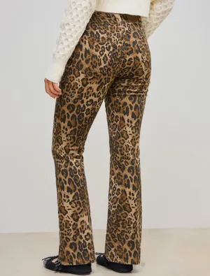 Leopard Print Flare Jeans Multi Size 4 thumbnail 4