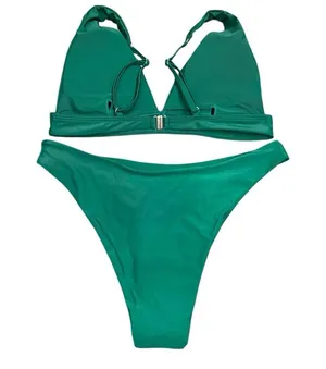 NWOT Forest Green Triangle High Cut Bikini Swimsuit Women’s Size Small thumbnail 2