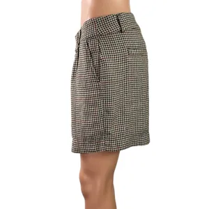 Free People Women's Beige Houndstooth Pleated High Rise Mini Shorts Size 2 thumbnail 2
