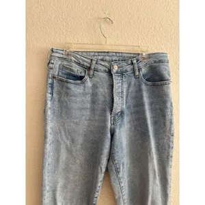 Old Navy O.G. Straight Jeans 12 Tall High Rise Distressed Acid Wash Button Fly thumbnail 3