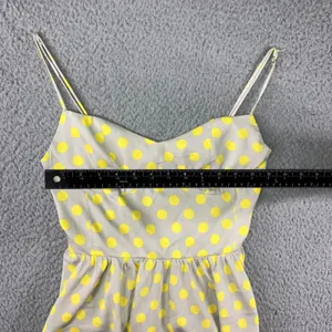 Zara Polka Dot Peplum Top Women S‎ Yellow Grey Sweetheart Bustier Cami Retro Pinup thumbnail 4