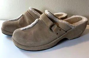 Sonoma 8 Tan Elsie Straw Suede Sherpa Lined Clog Mule Buckle Boho Fall‎ Winter thumbnail 1