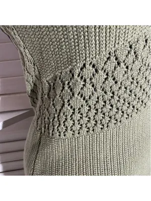 Y2K mini dress sage green crocheted cotton boho fairy backless festival grunge L thumbnail 10