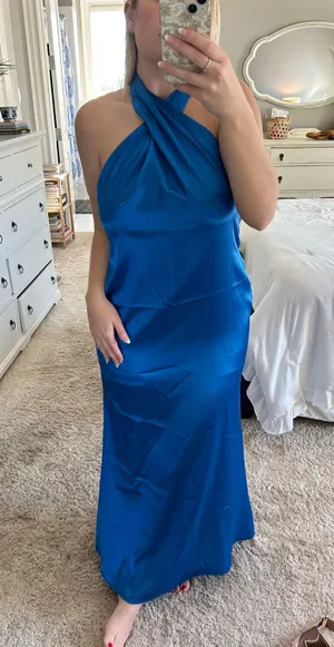 Blue Satin Gown Size L thumbnail 1