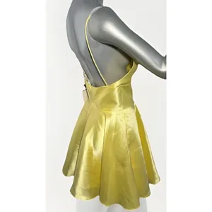 Sherri Hill 52379 Yellow Satin Short Cocktail Dress Fit & Flare Size 8 V-Neck thumbnail 9