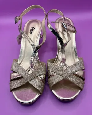 Fioni Women's Gold Glitter Strappy Sandals Buckle Wedge Adjustable Strap 6 thumbnail 1