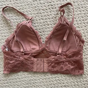 Aerie Dusty Coral Rose Lace Triangle Bralette XS thumbnail 4