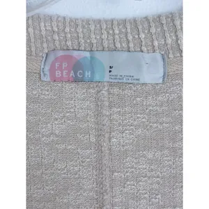 Free People Beach Cardigan Beige Textured Knit Balloon Sleeve Size S thumbnail 3