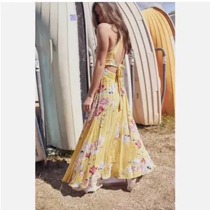 Jaase Yellow Floral Halter Maxi Dress thumbnail 2
