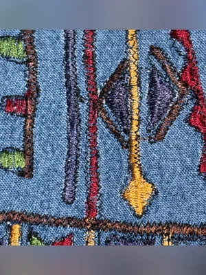 Vtg Asapo Western 100% Cotton Floral Tribal Embroidered‎ Denim Button Up Vest, M thumbnail 7