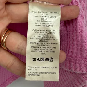 We The Free Free People Pink Waffle Knit Asymmetrical V-Neck Thermal Top S thumbnail 6