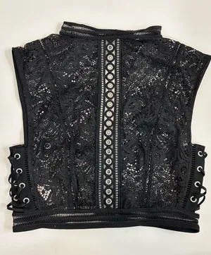 Victoria’s Secret Black Lace Crop Top Sheer Lace XS Whimsigoth Witchy thumbnail 1