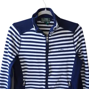 Lauren Active Ralph Lauren Navy White Striped Full Zip Track Jacket Womens Large thumbnail 2