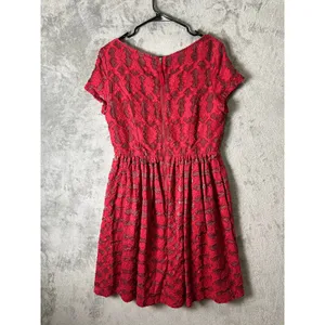 Moulinette Soeurs Anthropologie Red Lace Fit & Flare Dress Romantic‎ Coquette 12 thumbnail 4