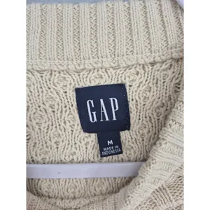 GAP Womens Sweater Cream Beige‎ Cable Knit Cotton Classic Preppy M thumbnail 5