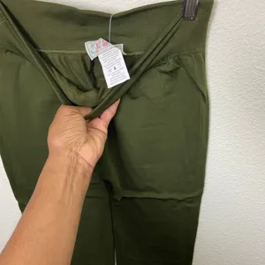 F&F Soft Fleece Winter Warm High Band Dark Olive Tapered Ankle Length Leggings thumbnail 5
