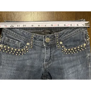 Bebe Women's Studded Skinny Jeans in Blue thumbnail 2