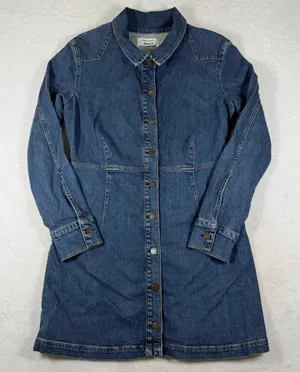 Reformation Jeans Arizona Dress Severn Blue Denim Mini Button Front Size 12 thumbnail 1