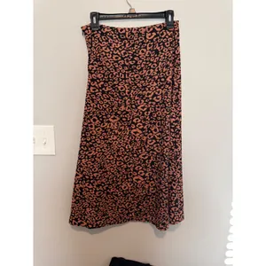 Leopard Print Midi Skirt Pink Black High Waisted A-Line Animal Print Skirt thumbnail 2