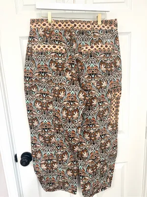 Anthropologie Paisley Corduroy Barrel Pants Size 14 Cotton Artsy Boho Cropped thumbnail 6